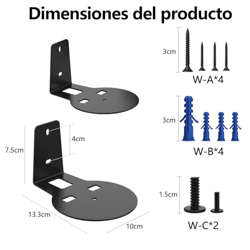 LCNBNM Soportes de Altavoz para Sonos Era 100, Paquete de 2, aleación de Aluminio, Perfil bajo, Compatible con Altavoces Sonos ERA 100, Completo con Todos los Accesorios de fijación (Negro)