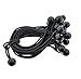 ABN 9in Ball Bungee 25-Pack – Black Bungee Cord Loop Straps with Plastic Balls for Tarp Tie Down, Lacrosse, Soccer
