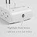 USB Wall Charger, 4 - AC Power Outlet Adapter Plug + Quick Charge Dual USB Ports Charging Station + Dusk to Drawn Sensor Night Light for iPhone 6 Plus/6/5S/5C/5/4S iPad Pro/Air/Mini Smartphone, Tablet