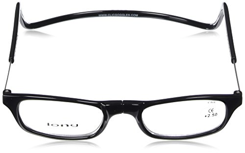 CliC Long Adjustable Front Connect Ready Reader, Black Long, 2.50 Strength