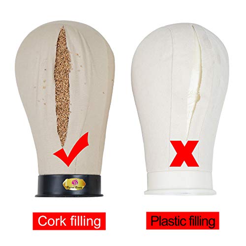 Cork Canvas Block Manikin Head With Stand Canvas Head for Wigs Block Head Mannequin With Mount Hole 21 Inch