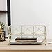MyGift 2-Tier Geometric Light Gold-Tone Metal Desktop Stacked Letter Tray