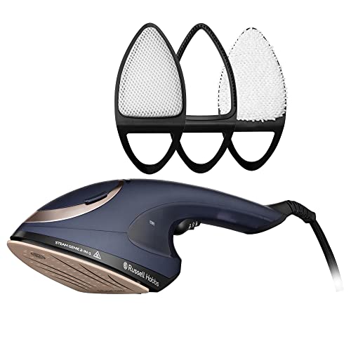 Russell Hobbs Iron Multi [Steamer & Steam Genie] 2-in-1 (1700W, 20g/min Steam, Heat-resistant Bag, 3 Attachments: Clothing, Curtains, Upholstery) Travel Iron 28370-56