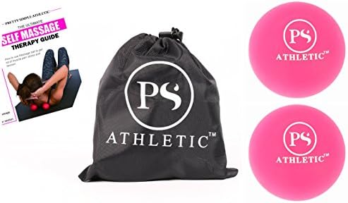 Pretty Simple Athletic Massage Ball, Set of 2, Softer than Lacrosse Ball Used for Rolling Muscles and Knots Post Workout Dance, Yoga, Pilates, WOD for All Athletes (Pink)