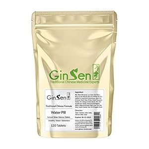 GinSen Water Retention Pills Removes Excess Water, Reduces Bloating & Body Fluid, Detox, Cleanse, Natural Herbal Supplement, Chinese Medicine, Made in UK (120 Pills)