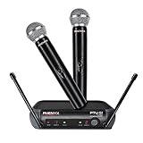 Dual Wireless Microphone System, Phenyx Pro UHF Wireless Mic Set With 2 Handheld Mics, Portable Size, Fixed Frequency, Interference-free, Long Hour, Ideal for Church, Karaoke, Parties(PTU-51A)