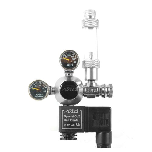 DICI Aquarium Co2 Dual Gauge Solenoid Regulator Silver