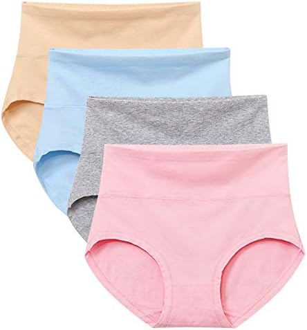 HABITER Women's Cotton Underwear High Waist Full Coverage Brief Panties Multi Pack 4