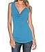 Sarin Mathews Women's V Neck Ruched Sleeveless Sexy Blouse Stretch Tank Tops Blue M