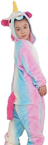 WANT Unisex Kids Unicorn Pajamas Animal Cartoon Colourful Sleepsuit Children Onepiece Costume Fashion Cosplay Onesies Gifts (Rainbow, XXL(height For 135-145cm))