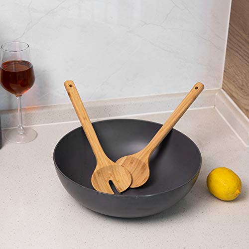 Large Salad Serving Bowls with Tongs, Mixing Bowl with Servers with
