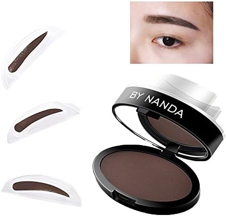 Eyebrow Stamp (Dark Brown) 3 Style Eyebrow Shapes + 1 Powder for Makeup Beginners