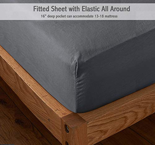 image for MARQUESS Pure Linen Sheet Set-Luxurious Soft Cooling 4-Piece Sheets, 1