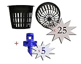 25 pack - 3 inch Round HEAVY DUTY Net Cups Pots WIDE LIP Design - Orchids • Aquaponics • Aquaculture • Hydroponics • WIDE Mouth Mason Jars • Slotted Mesh by Cz Garden Supply ()