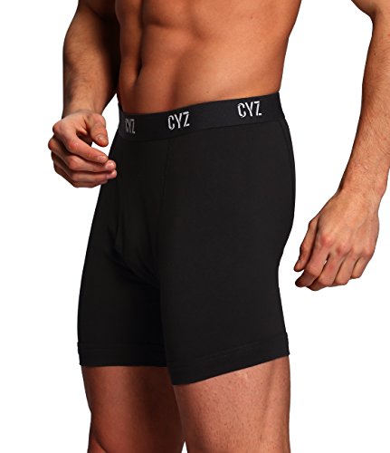 CYZ Men's 3-PK Cotton Stretch Boxer Briefs-Black-M