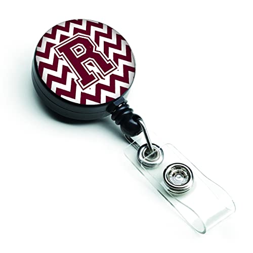 Caroline's Treasures CJ1051-RBR Letter R Chevron Maroon and White Retractable B…