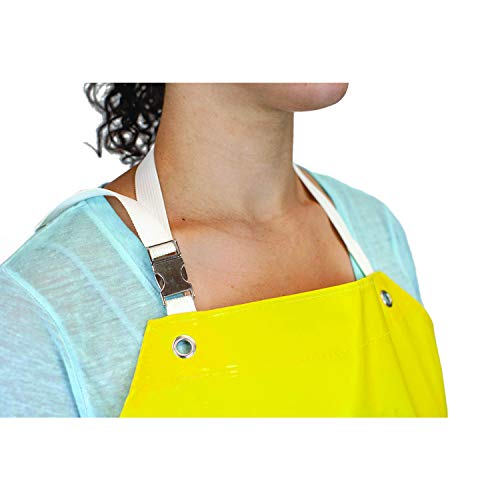 SAFE HANDLER Heavy Duty Nitrile Industrial Bib Apron, Chemical and Oil Resistant (Yellow)