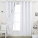 Deconovo Heavy Microfiber Blackout Shades with Triple-pass Coating Back Layer Grommet Blackout Curtains Thermal Insulated Room Darkening Curtains for Bedroom 52W x 63L Inch White 1 Pair
