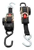 Camco 50033 Retractable Transom Tie Down Straps, 1" Width, 6' Dual Hooks