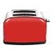 LATITOP Red 2-Slice Toaster Brushed Stainless Steel with Extra Wide Slot for Small &Large Bread Slices, Removable Crumb Tray, Led Indicator, Auto Shut-off, 7 Shade Setting, High Lift Lever (Red)