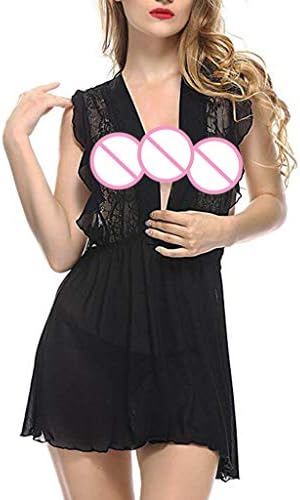Lingerie for Womens, Night Dress Plus Size Babydoll Nightwear Sleepskirt Underwear Ladies Lace Trim Satin Pajama Sets