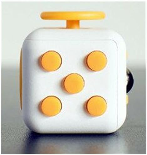 Fidget Cube Creative 6 Sides Dice Mini Magic Cube Anti anxiety and decompression Toy (White-Orange)