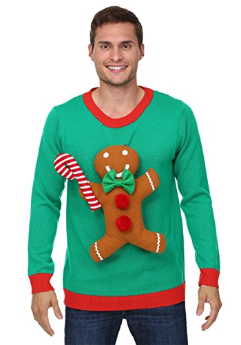 Fun Costumes mens 3D Gingerbread Man Christmas Sweater Small