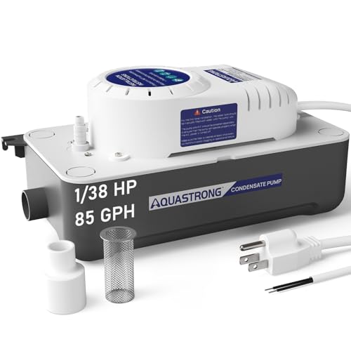 Aquastrong 1/38 HP 85 GPH HVAC Condensate Pump, 115V/230V, Automatic Safety Switch, 20 FT Lift AC Condensate Removal for Air Conditioner, Furnace, Dehumidifier, 3.3' Power Cord