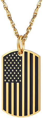 PROSTEELAmerican Flag Necklace for Men, USA Flag Eagle/Cross Pendant, Stainless Steel Dog Tag Necklace, US Patriotic Jewelry, 22"-24" Adjustable, Come with BoxRecycled Claim Standard Blended