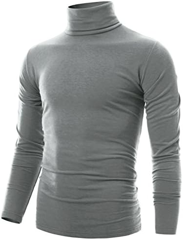 OHOO Mens Slim Fit Soft Cotton Pullover Lightweightweight Turtleneck