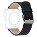 for Apple Watch Band 38mm Series 1 Series 2 Series 3,TOROTOP Luxury Black Genuine Leather Watch Band Strap Replacement Wrist Band with Adapter Clasp for 38mm Apple Watch(38mm-Black-A)