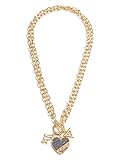 GUESS Women's Gold-Tone GUESS Heart Link Necklace