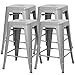 Yaheetech 24 Inches Metal Bar Stools High Backless Indoor/Outdoor Counter Height Stackable Stools Kitchen Counter Chair Island Set of 4 Silver, 331 lb