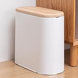 URALFA Small Trash Can with Lid, White Bathroom