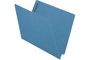 ECOM FOLDERS 11 pt Color Folders, Full Cut 2-Ply End Tab, Letter Size, Fasteners Pos #1 & #3, Blue (Box of 50)