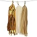 Ling's Moment 18 PCS Tassel Garland Banner Tissue Paper Tassels for Wedding Baby Shower Event & Party Supplies DIY Kits - (Tan+Ivory+Metallic Gold)