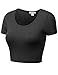 FPT Womens Basic Short Sleeve Scoopneck Crop Top BLACK M