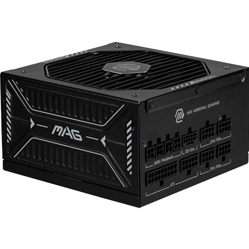 MSI MAG A850GLS PCIE5 Netzteil, 850W, 80 Plus Gold, ATX 3.1, PCIe 5.1 GPU Support, Native 12V-2x6, Zweifarbiger 12V-2x6 Anschluss, ATX PSU, Modulare Kabel