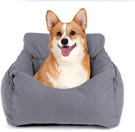 Dog Car Seat,Puppy Booster Seat Cat Pet Travel Car Carrier Bed with Storage Pocket and Clip-on Safety Leash Removable Washable Cover for Small Dogs and Cats.