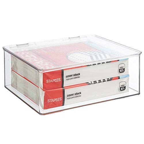 mDesign Plastic Stackable Home, Office Supplies Storage Organizer Box