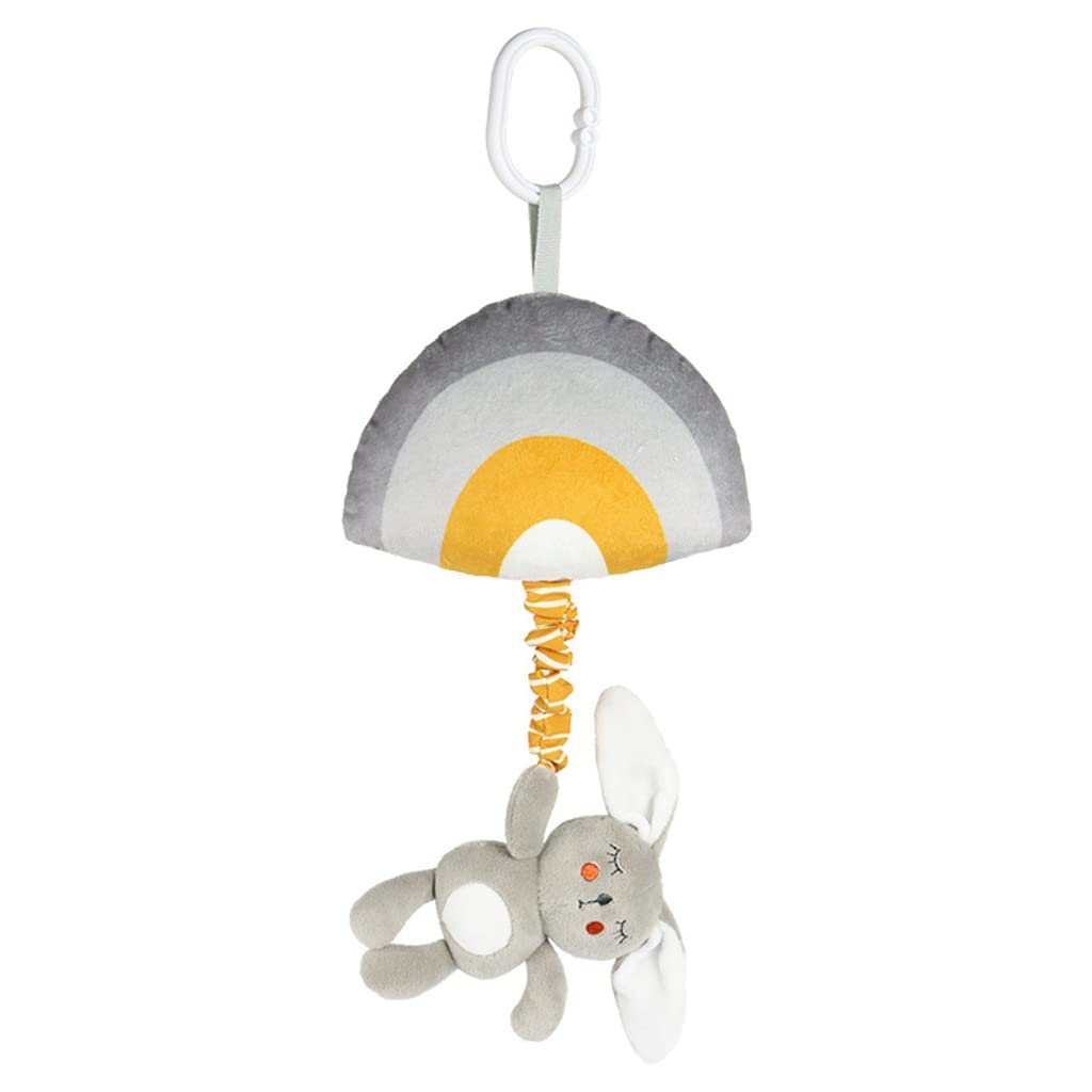 Blublu Park Baby Hanging Musical Toy with Music Box, Baby Lullaby Pull Musical Sensory Toys for Babies Boys and Girls, Clip On Infant Pram Pushchair Cribs Strollers Car Seats Toys, Rainbow