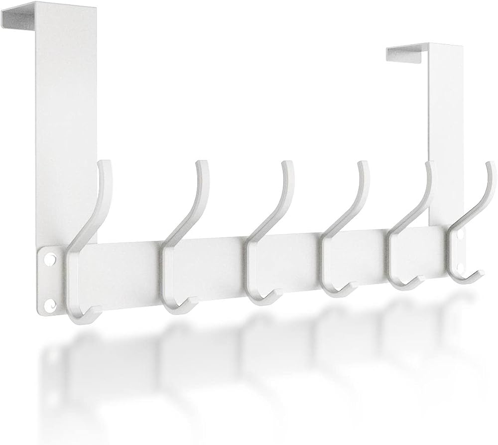 Victoper Over Door Hook Hanger 12 Hooks White Matte Assembly-Free