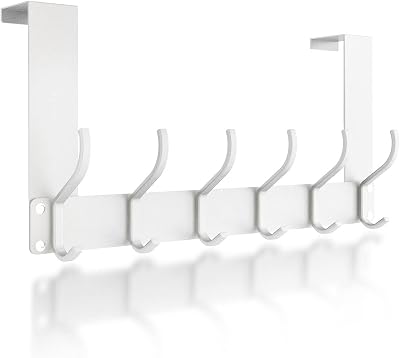 Victoper Over Door Hook Hanger 12 Hooks White Matte Assembly-Free