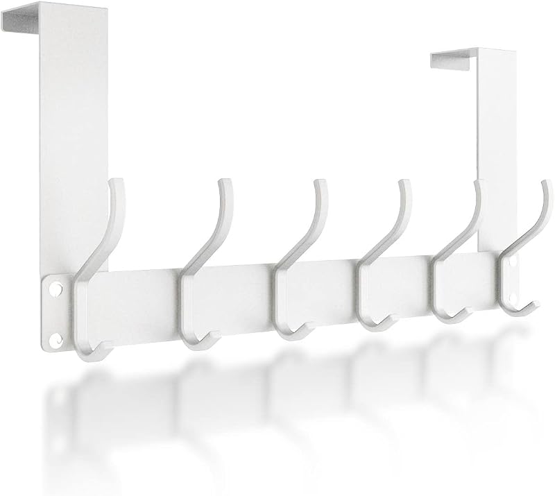 Victoper Over Door Hook Hanger 12 Hooks White Matte Assembly-Free