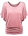 LL WT742 Womens Boat Neck Short Sleeve Dolman Drape Top XXXXL PINK