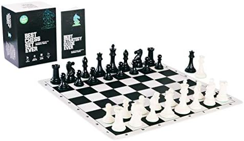 Best Chess Set Ever - Chess Board Game with Quadruple Weight Tournament Pieces, Black Chess Board, Chess Strategy Guide and Game Box