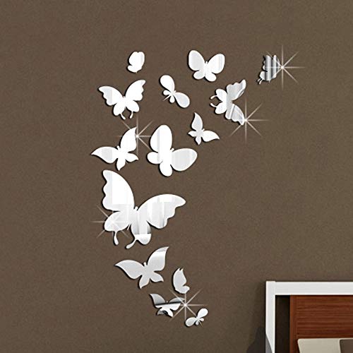 Walplus Mirror Butterflies Wall Stickers Office Home Decoration