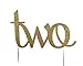 Handmade 2nd Birthday Cake Topper Decoration - Two - Double Sided Gold Glitter Stock
