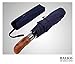 Balios (Designed in UK) Umbrella Handmade Real Wood Handle-Dark Navy with Sophisticated Constellation Interior Pattern-Windproof Fiberglass Auto Open Close Folding-300T Finest Fabric