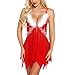 klier Women Christmas Lingerie Lace Babydoll Chemises Santa Teddy Bodysuit Set V Neck Underwear Red Nightwear